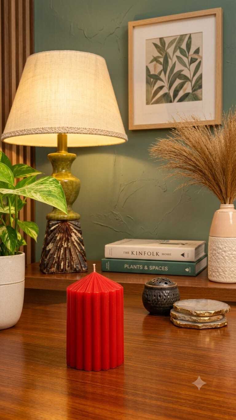 Ribbed Glow Pillar – Red - View 3